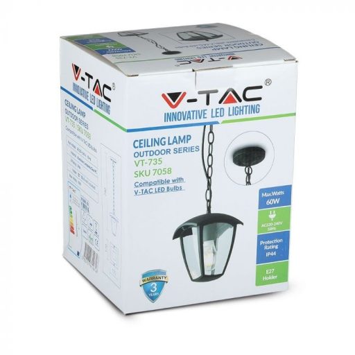 V-TAC E27 függeszték fekete - 7058