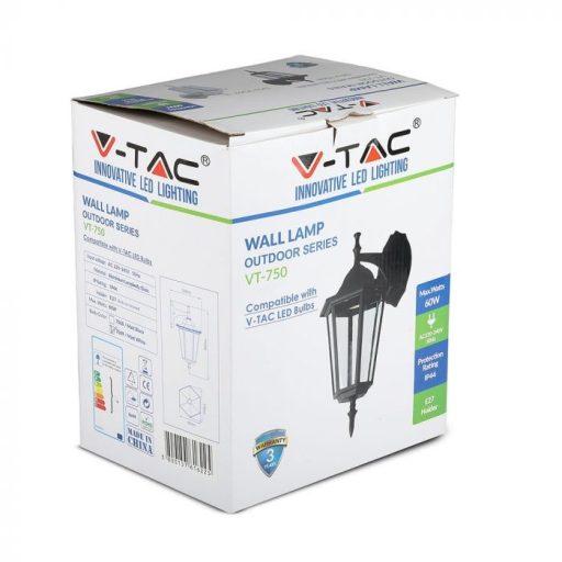 V-TAC E27 fali lámpatest - fekete - 7068