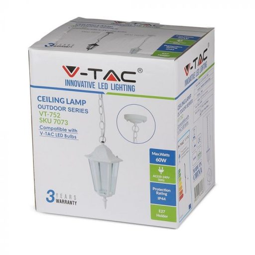 V-TAC E27 kerti függeszték - fehér - 7073