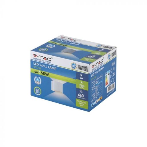 V-TAC 6W led fali lámpatest kerek, szürke 3000K - IP65 - 7083