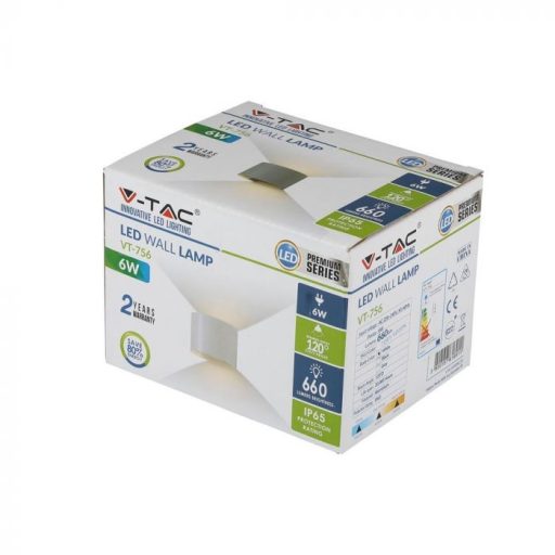 V-TAC 6W led fali lámpatest kerek, fehér 4000K - IP65 - 7091