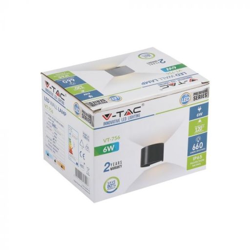 V-TAC 6W led fali lámpatest kerek, szürke 4000K - IP65 - 7092