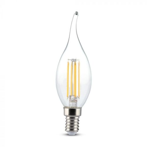 V-TAC Borostyán LED filament COG lámpa E14 C35 4W 2200K gyertyaláng - 7114