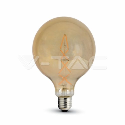 V-TAC Borostyán LED filament COG lámpa E27 G125 8W 2200K nagygömb - 7149