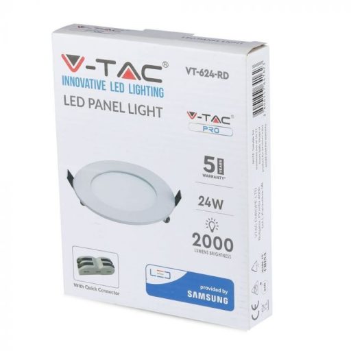 V-TAC Süllyeszthető kör alakú MINI LED panel 24W SAMSUNG CHIP 3000K - 724