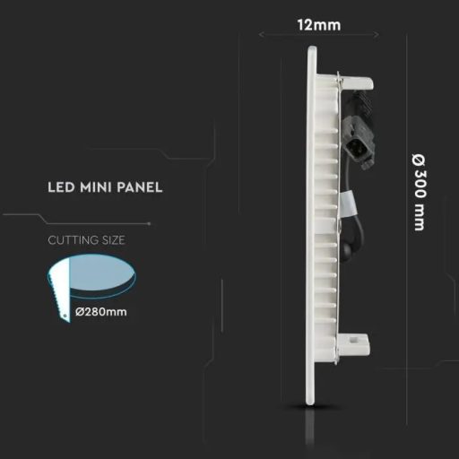 V-TAC Süllyeszthető kör alakú MINI LED panel 24W SAMSUNG CHIP 3000K - 724