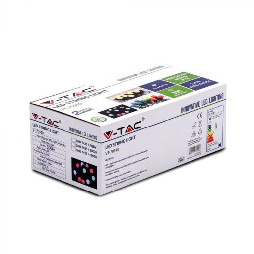 V-TAC 10 x 0.5W LED Fényfüzér 5m 10 izzó EU RGBY - 7435