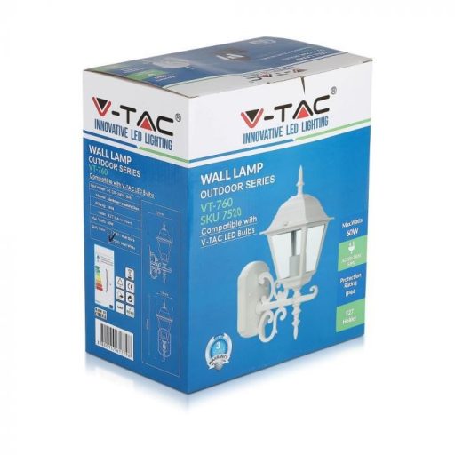V-TAC Fali E27 lámpatest - fehér - 7520