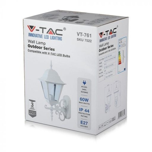 V-TAC Fali E27 nagy lámpatest - fehér - 7522