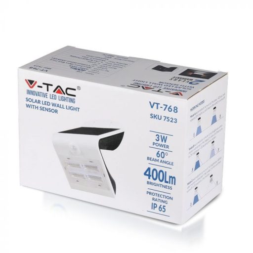 V-TAC LED Napelemes (Solar) fali lámpa 3W 3000K-4000K - 7523