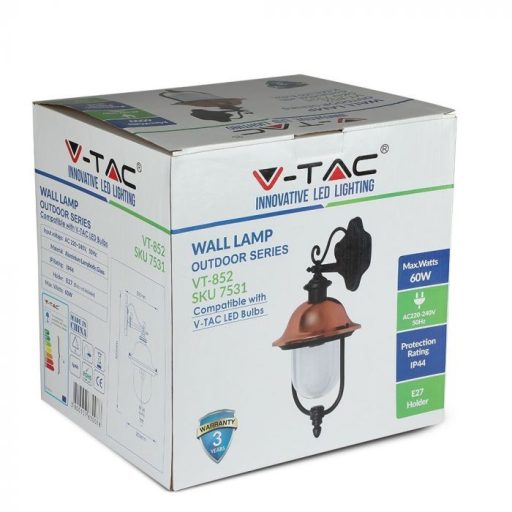V-TAC Fali lámpa E27 Lefele néző - 7531