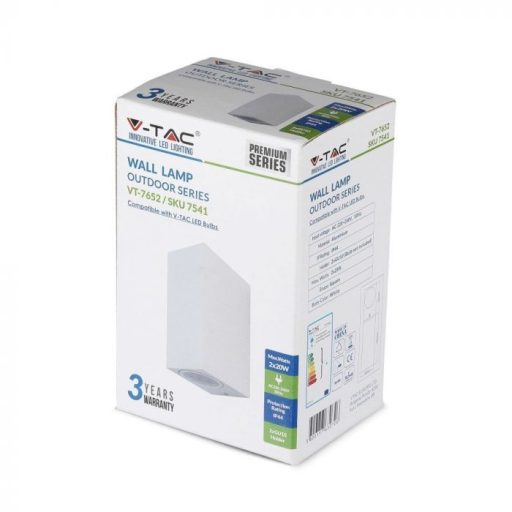 V-TAC Falra szerelhető tartó négyszög alakú fehér 2 irányú IP44 - 7541