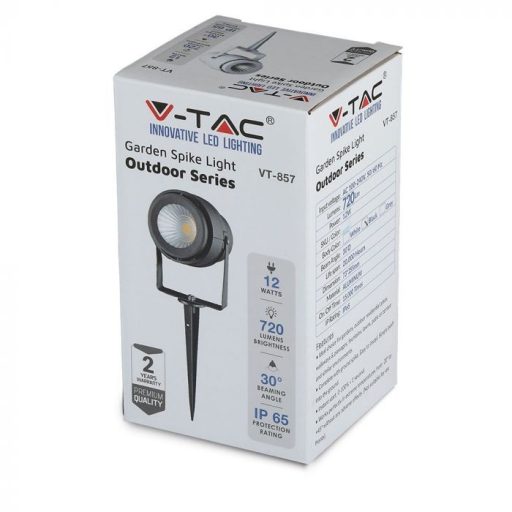 V-TAC LED 12W leszúrható kerti lámpa - fekete - ZÖLD - 7546