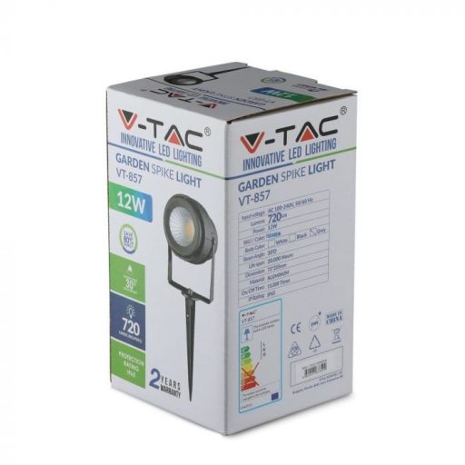 V-TAC LED 12W leszúrható kerti lámpa - szürke - ZÖLD - 7552