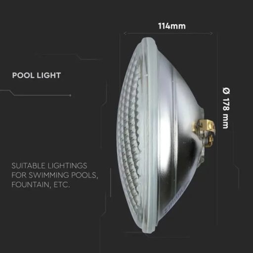 V-TAC LED spotlámpa medence lámpa  PAR56 12W 12V 120° 3000K IP68 kör - 7560