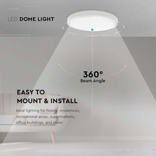 V-TAC LED mennyezeti lámpatest, fehér 18W 4000K IP44 - 7616