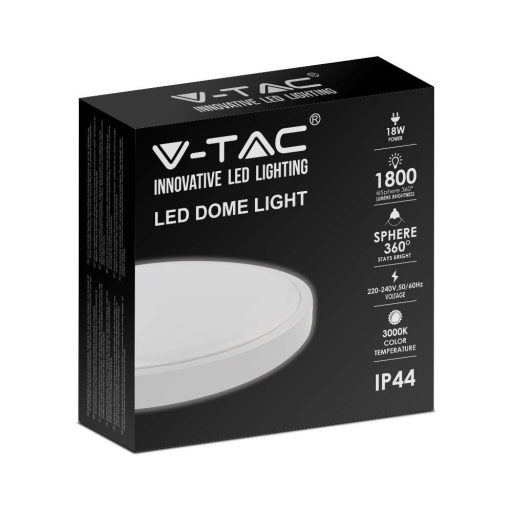 V-TAC LED mennyezeti lámpatest, fehér 18W 6400K IP44 - 7617