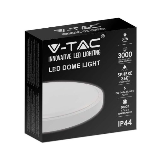 V-TAC LED mennyezeti lámpatest, fehér 30W 4000K IP44 - 7622
