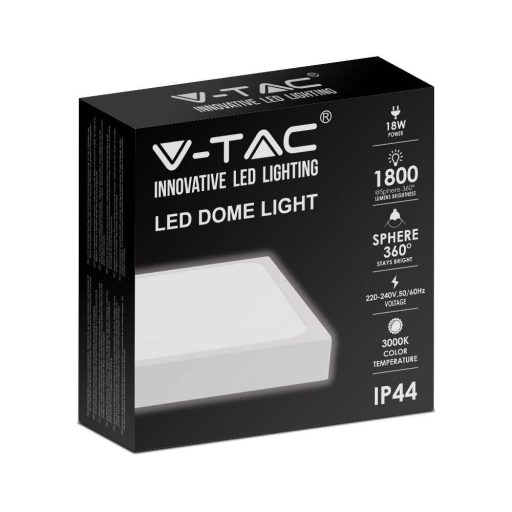 V-TAC LED mennyezeti lámpatest, fehér 18W 3000K IP44 - 7624