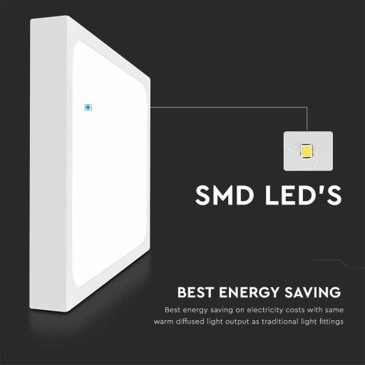 V-TAC LED mennyezeti lámpatest, fehér 18W 3000K IP44 - 7624