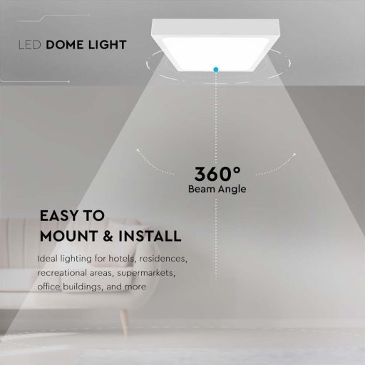 V-TAC LED mennyezeti lámpatest, fehér 24W 6400K IP44 - 7629