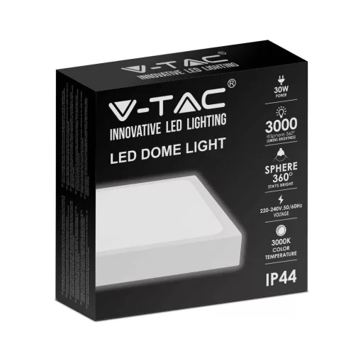 V-TAC LED mennyezeti lámpatest, fehér 30W 3000K IP44 - 7630