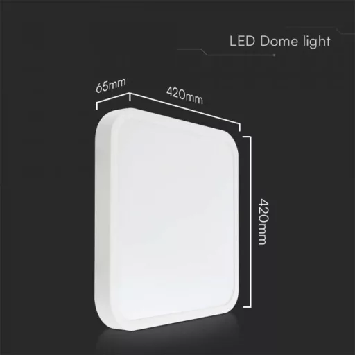 V-TAC LED mennyezeti lámpatest, fehér, négyzet alakú 48W - 4000K IP44 - 76311