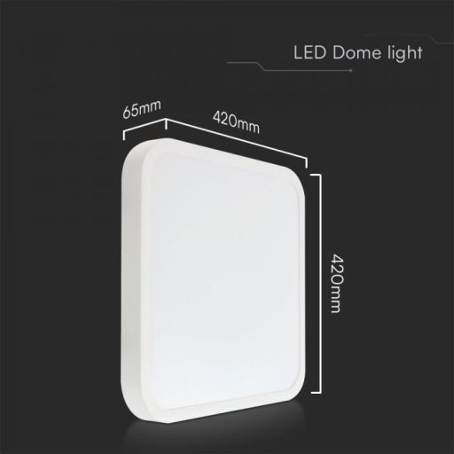 V-TAC LED mennyezeti lámpatest, fehér, négyzet alakú 48W - 6500K IP44 (SAMSUNG CHIP) - 76321-24