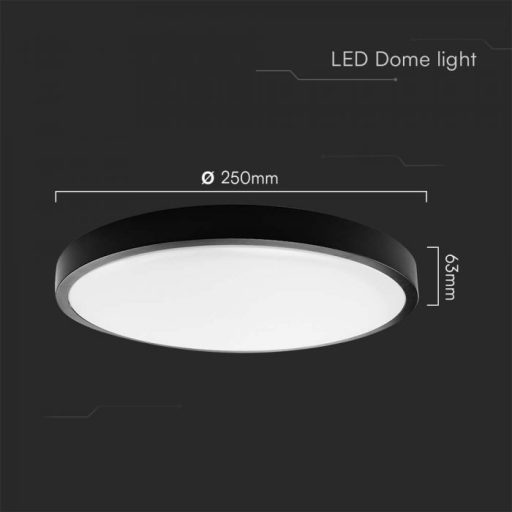 V-TAC LED mennyezeti lámpatest, fekete 18W 3000K IP44 - 76331