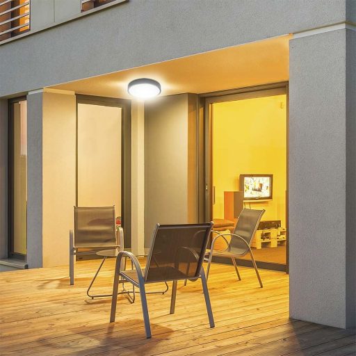 V-TAC LED mennyezeti lámpatest, fekete 18W 3000K IP44 - 7633