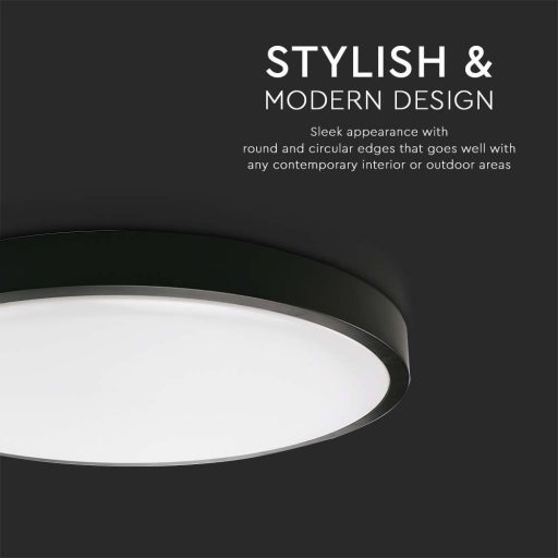 V-TAC LED mennyezeti lámpatest, fekete 18W 3000K IP44 - 7633