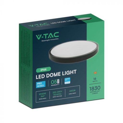 V-TAC LED mennyezeti lámpatest, fekete 18W 6500K IP44 (SAMSUNG CHIP) - 76351-24