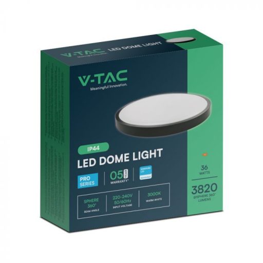 V-TAC LED mennyezeti lámpatest, fekete, kör alakú 36W 3000K IP44 (SAMSUNG CHIP) - 76391-24