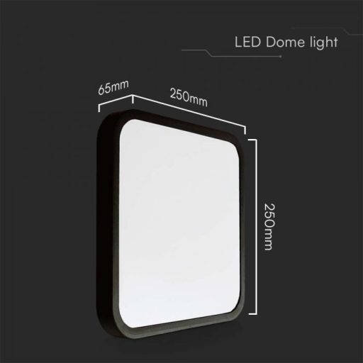 V-TAC LED mennyezeti lámpatest - fekete, négyzet alakú - 18W 3000K IP44 (SAMSUNG CHIP) - 76421-24