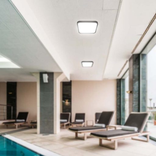 V-TAC LED mennyezeti lámpatest - fekete, négyzet alakú - 18W 4000K IP44 (SAMSUNG CHIP) - 76431-24