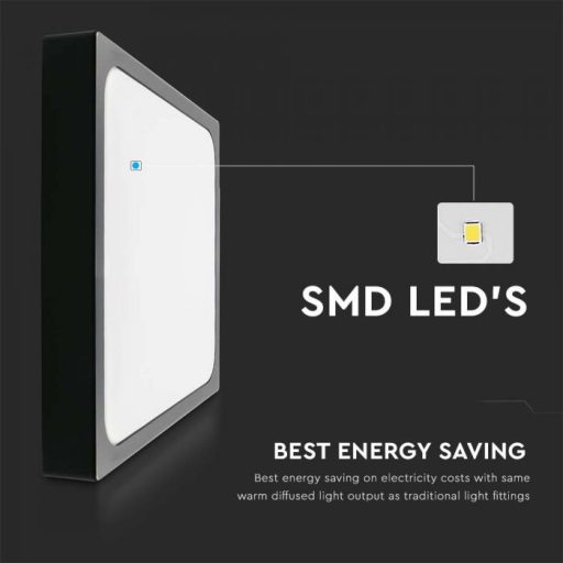 V-TAC LED mennyezeti lámpatest - fekete - 18W 4000K IP44 - 7643