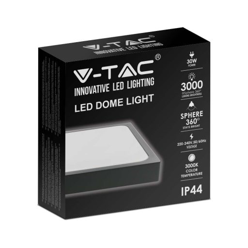 V-TAC LED mennyezeti lámpatest, fekete 30W 4000K IP44 - 7649