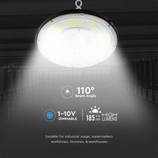 V-TAC LED Csarnokvilágító 200W 185L/W - 6500K- Mean Well vezérlő  - 7657
