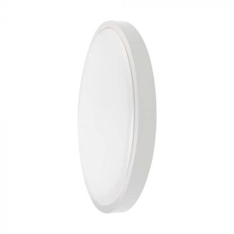   V-TAC LED mennyezeti lámpa távirányítóval 18W 6500K IP44 Mikrohullámú mozgásérzékelővel, Fehér, Kör - 76611