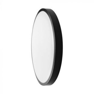   V-TAC LED mennyezeti lámpa távirányitóval 18W 4000K IP44 Mikrohullámú mozgásérzékelővel, Fekete, Kör - 76691