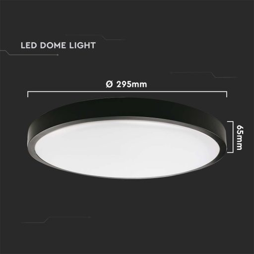 V-TAC LED mennyezeti lámpa 24W 4000K IP44 Mikrohullámú mozgásérzékelővel, Fekete, Kör - 7670