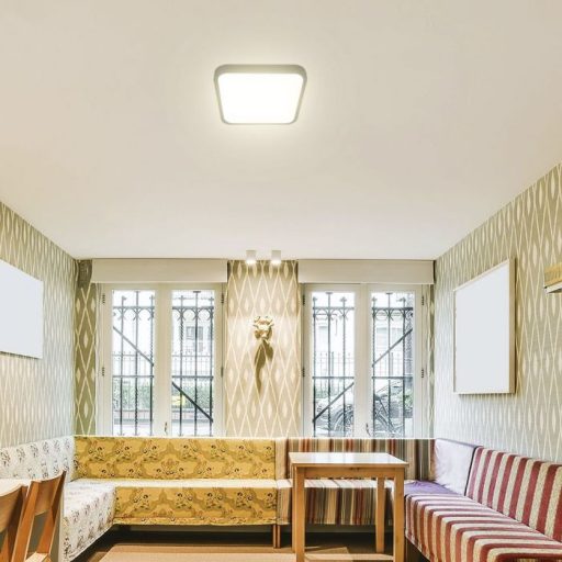 V-TAC LED mennyezeti lámpa távirányítóval 18W 4000K IP44 Mikrohullámú mozgásérzékelővel, Fekete, Négyzet - 76721