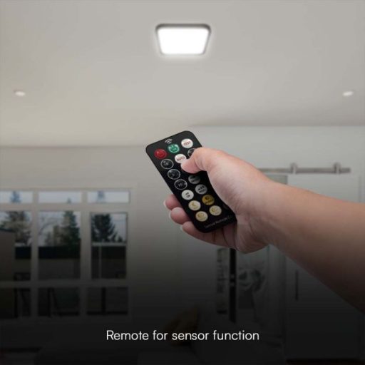 V-TAC LED mennyezeti lámpa 36W 4000K IP44 (SAMSUNG CHIP) mikrohullámú mozgásérzékelővel, fekete, négyzet - 76741-24