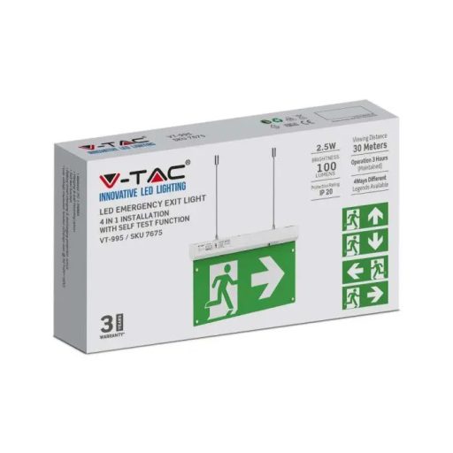 V-TAC vészkijárat lámpa 2,5W 4in1 6000K - 7675