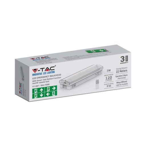 V-TAC 3W LED Vészvilágítás 3 órás vész üzemmód 6400K -7688