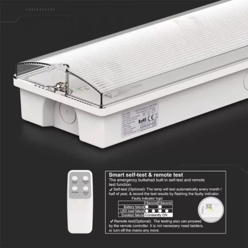 V-TAC 3W LED Vészvilágítás távirányítóval IP65 6400K -7688