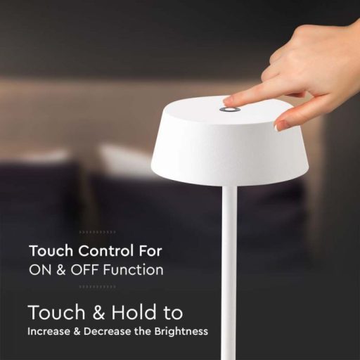 V-TAC 2W LED Tölthető Asztali lámpa - 4400mAh Fehér 3000K - 7689