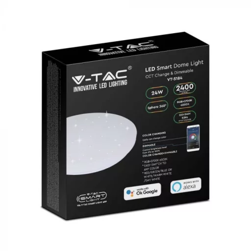 V-TAC LED mennyezeti lámpa csillagos búrával 24W RGB + CCT - 7694