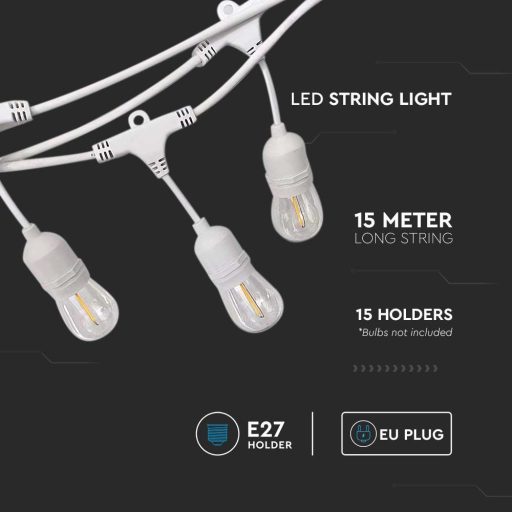 V-TAC Fényfüzér Euro csatlakozó WP foglalat 15M 15 foglalat - 7699