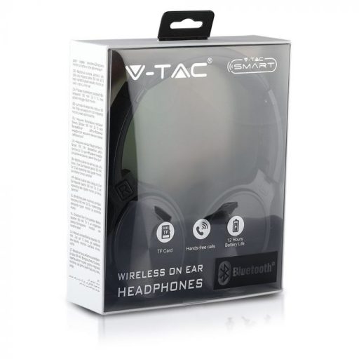 V-TAC Bluetoothos vezeték nélküli fejhallgató forgatható fej 500mAh fekete - 7727